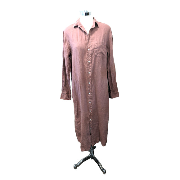 Frank & Eileen Rory Linen Shirt Dress Small Button Down Midi Maxi Sienna - Picture 2 of 10